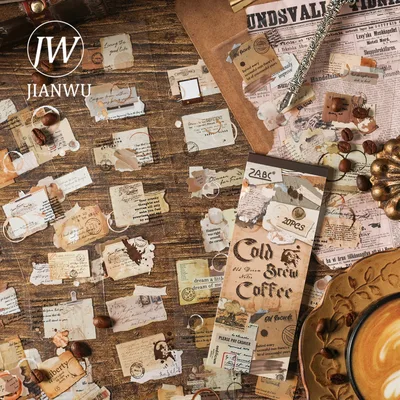 JIANWU 올드 드림 노트 시리즈 빈티지 라벨 풍경 소재 콜라주 스크랩북 스티커 북 창의적인 DIY 저널 문구류