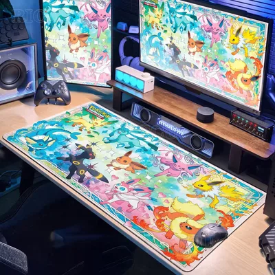 일본 애니메이션 게이머 마우스 패드 E-eevee 캐비닛 카와이 테이블패드 XXL P-포켓몬 키보드 러그 노트북 PC 게이밍 고무 확장형 데스크매트