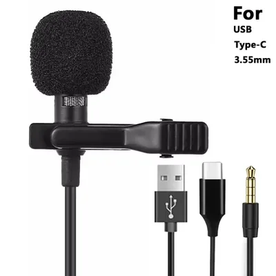 3.5mm 미니 휴대용 라발리에 마이크 PC 노트북용 타입 C 라펠 클립온 마이크 스마트폰용 USB 전문 마이크