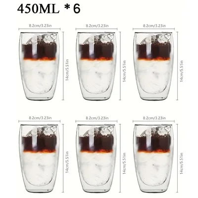이중벽 유리컵 단열 투명 수제 차 음료 컵 미니 위스키 잔 에스프레소 커피 머그 세트 250-450ml