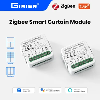 GIRIER 투야 스마트 Wi-Fi RF433 ZigBee 커튼 스위치 모듈 (전동 롤러 셔터 블라인드 모터용) 1/2채널, 헤이 구글 알렉사 지원