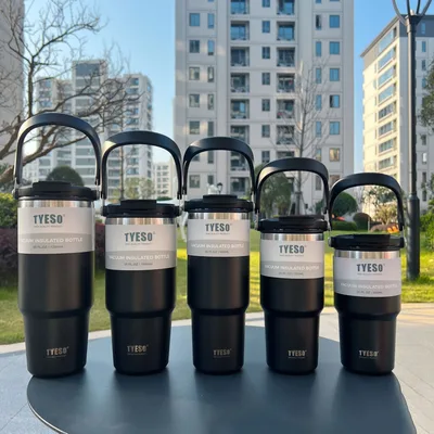 TYESO 대용량 스테인리스 보온병 차량용 커피컵 보냉 및 보온 텀블러 스포츠 물병 진공 플라스크
