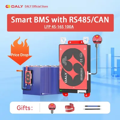 데일리 스마트 BMS 4S 리튬인산철(LiFePO4) 12V 8S 24V 16S 48V 100A BMS 블루투스 CANBUS RS485 3.2V 배터리 BMS 스쿠터 전기자전거 보호 회로