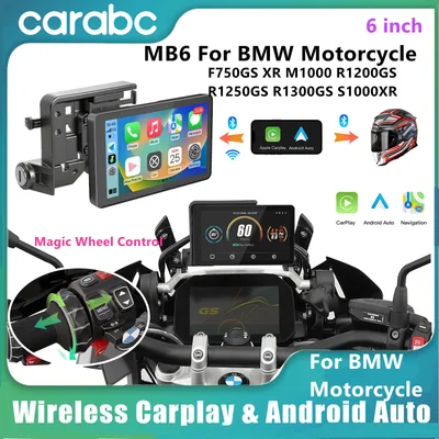 CARABC MB6 6인치 오토바이 GPS 무선 카플레이 안드로이드 오토 스크린 BMW F750GS XR M1000 R1200GS R1250GS S1000XR R1300GS 전용