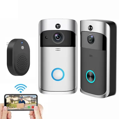 무선 WiFi V5 비디오 초인종 스마트 보안 도어벨 비주얼 원격 모니터 배터리 없는 야간 투시 인터콤 도어폰