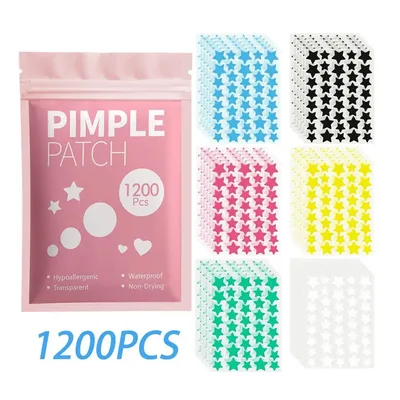 컬러풀 스타즈 여드름 패치 (얼굴용), 240/480/1200개입 귀여운 여드름 자국 커버 스티커, 투명 여드름 패치 스티커