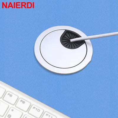 NAIERDI 50/53/60/80mm 케이블 구멍 커버 아연 합금 원형 테이블 와이어 구멍 커버 콘센트 포트 컴퓨터 책상 그로밋 라인 홀더