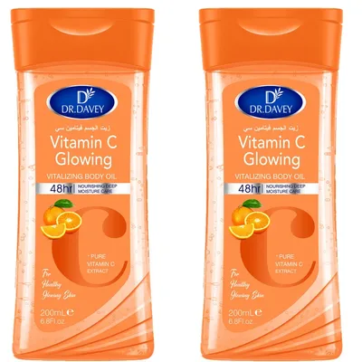 2PCS 200ml DR.DAVEY 비타민 C 바디 오일 바디 스킨 케어 오일 보습 수분 케어 모든 계절에 적합 바디 얼굴 손