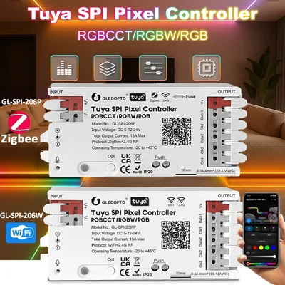 투야 SPI 픽셀 LED 컨트롤러 RGBCCT RGBW RGB 다이나믹 라이트 뮤직 싱크 WiFi / 지그비 스마트 라이프 구글 어시스턴트 알렉사 얀덱스