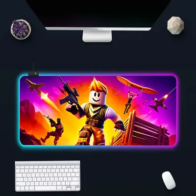 핫 게임 R-robloxs 만화 RGB PC 게이머 키보드 마우스 패드 마우스패드 LED 발광 마우스 매트 고무 게임용 컴퓨터 마우스패드