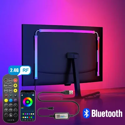컴퓨터 스크린 라이트 스트립 모니터 RGBIC 블루투스 LED 조명 주변 조명 음악 동기화 앱 제어 PC 백라이트 게임룸