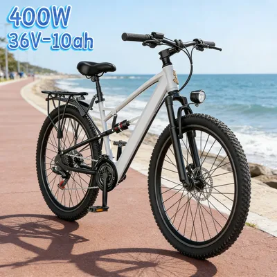 400W 모터 전기 자전거 36V 30AH 배터리 성인용 전기 자전거, 26인치 내마모성 타이어 전지형 주행 전기 자전거