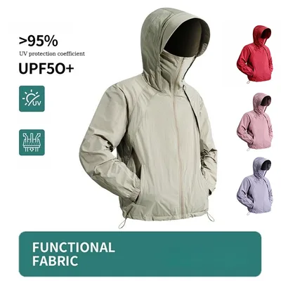 남녀공용 UPF 50+ 자외선 차단 후드 재킷, 가볍고 통기성 좋은 아웃도어 하이킹 낚시용 썬셔츠
