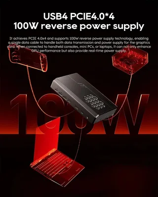 RDNA3 아키텍처 2300MHz OCulink PCI4.0x4 USB4 240W PC 전원 공급 장치 A00STAR EGPU 그래픽 카드 RX 7600XT 8GB GDDR6