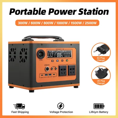 휴대용 파워스테이션 300/600/800/1000/1500/2500W 발전기 에너지 저장 파워뱅크 캠핑 여행 RV 가정용