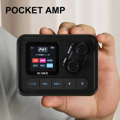 M-VAVE POCKET AMP 블랙 기타 및 베이스 멀티 이펙트 페달 다용도 앰프 시뮬레이터 충전식 3차산 IR 확장