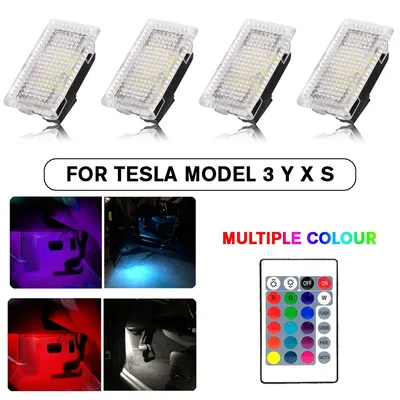 테슬라 RGB LED 조명 전구 키트 분위기 램프 프로젝터 트렁크 램프 테슬라 모델 Y 3 X S 용 원격 제어 자동차 인테리어