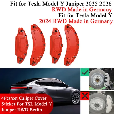 JUST Fit for Tesla Model Y Juniper 2025 2026 RWD Produced in Berlin Brake Caliper Covers 4pcs/set Front Wheel+Rear Wheel