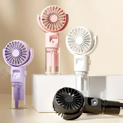 휴대용 스프레이 팬(가습기 포함) - 4단 속도 조절, USB 충전, 책상이나 여행에 적합