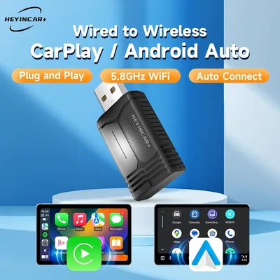 헤이인카 2 in 1 유선 카플레이 무선화 어댑터 (OEM 차량 스테레오용) USB 동글 스마트 미니 박스 플러그 앤 플레이