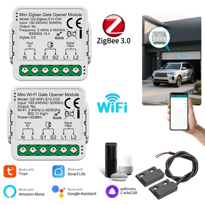 Tuya Zigbee/WiFi 스위치 스마트 차고 문 오프너 컨트롤러 모듈 110V 220V Alexa Google 홈용 스마트 라이프 앱 음성 제어