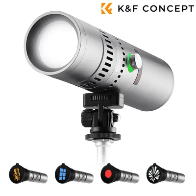 K&F CONCEPT SP25C 25W RGB 사진용 플래시라이트(마운트 스탠드 포함) 20 고보 9000mAh 줌이 가능한 비디오 스포트라이트 4000 럭스 스튜디오 조명