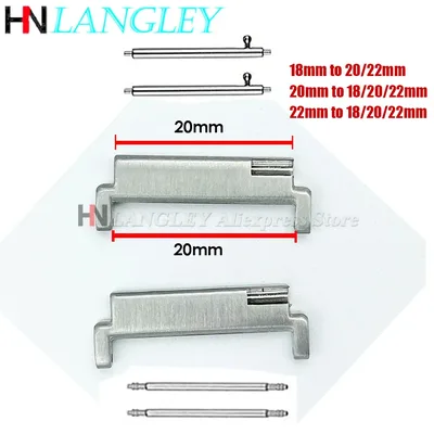 1쌍 스트랩 금속 어댑터 18mm ~ 20/22mm, 20mm ~ 18/20/22mm, 22mm ~ 18/20/22mm 퀵 릴리스 핀 커넥터 시계줄 액세서리