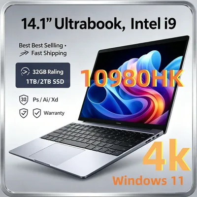 레노 인텔 코어 i9 10980HK 14.1인치 노트북 16GB 램 2TB SSD 윈도우 11 프로 오피스 PC 노트북 컴퓨터 휴대용 게이밍 노트북
