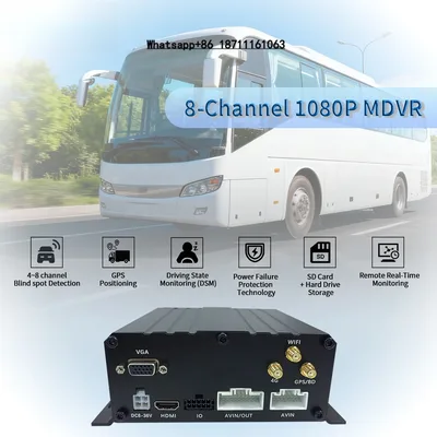 차량 트럭 듀얼 SD H.265 항공 AI 8채널 4G 와이파이 360 블랙박스 HDD 대시 디지털 비디오 레코더 모바일 DVR MDVR