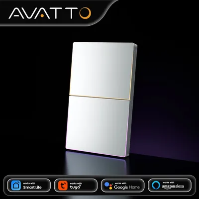 AVATTO 1/2/3/4 Gang WiFi 스마트 라이트 스위치, 무선 벽면 대형 버튼 스위치(주변 조명 포함) Tuya Alexa Google 홈과 호환 가능