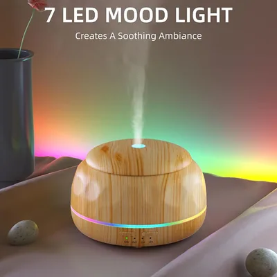 에센셜 오일 디퓨저 공기 가습기 방용 아로마 머신, 원격 타이머 초음파 분무기 USB LED 무드 라이트 300ML