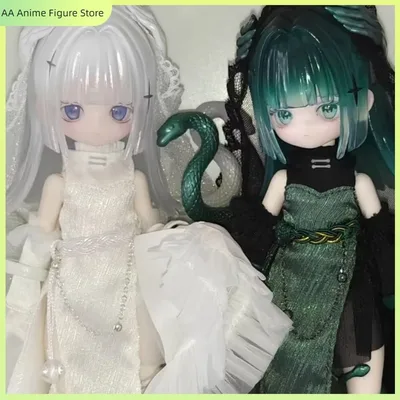 Luluelf Story Limited Hang Card 그린 화이트 스네이크 1/8 Bjd 볼 조인트 인형 중국 스타일 수집품 피규어 팬들을 위한 선물