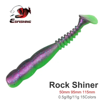 ESFISHING 소프트 낚시 루어 락바이버 50mm 95mm 115mm 락샤이너 인조 소프트 베이트 파이크 송어 낚시 스윔베이트