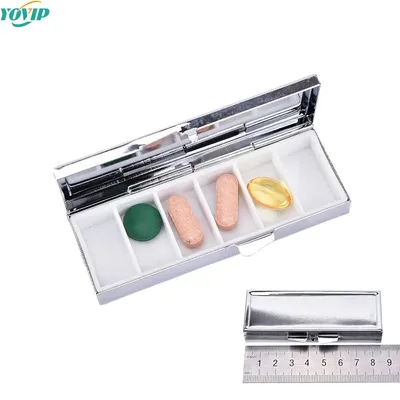 1pc 6 그리드 접는 알 약 케이스 컨테이너 의약품 주최자 알 약 상자 여행 필수 알 약 스플리터 85*35*15mm