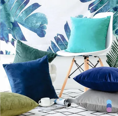 베개 커버 벨벳 베개 케이스 40x40cm 거실 소파 장식 베개 홈 장식 Housse De Coussin 노란색 녹색 파란색